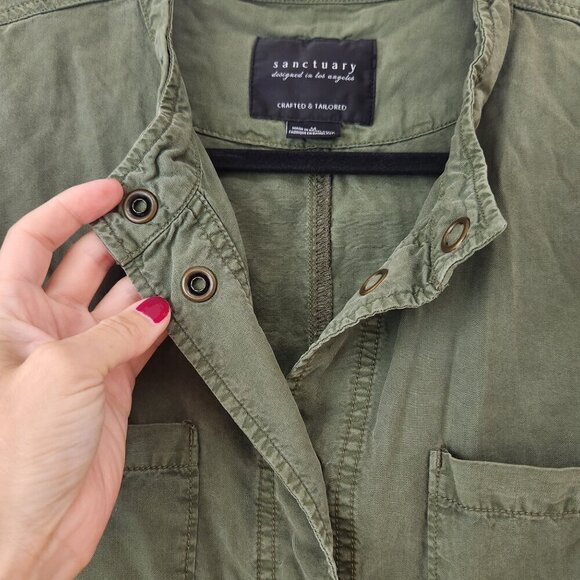 Sanctuary Olive Green Snap Front Lightweight Utility Jacket Gorpcore Women's M - Picture 5 of 8